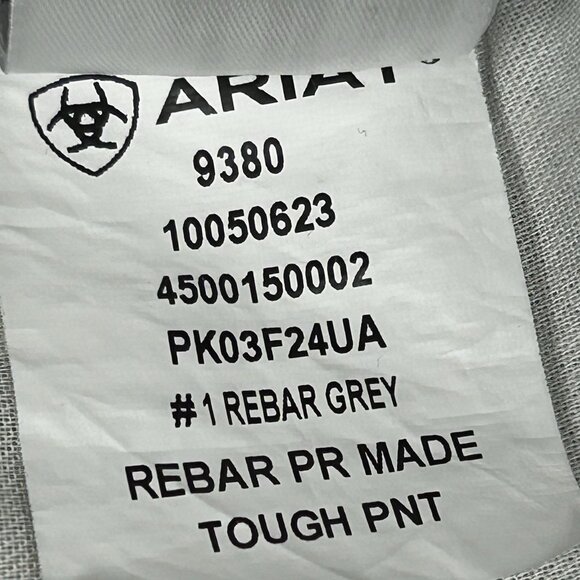 Ariat Rebar Perfect Rise Made Tough Straight Pant Womens 33R Fits 36x31.5 Gray - Picture 7 of 16